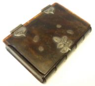 A Georgian Silver mounted Tortoiseshell Book shaped Snuff Box, 3” x 2”, (with losses).