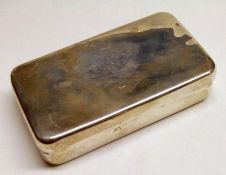 A Victorian plain rectangular (or Sandwich) Box, with double hinged lid bearing worn inscription,