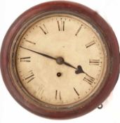 A small 19th Century Mahogany cased dial Timepiece, with Brass bezel, circular face with Black Roman