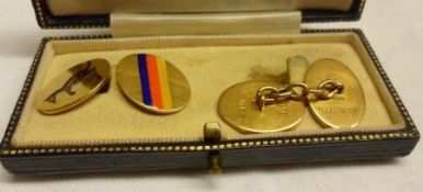 Of Cricket interest – a good cased pair of Presentation 18ct Gold Cufflinks, inscribed “Memento of