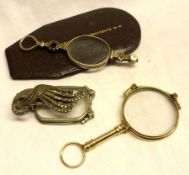 Three various pairs of Victorian and later Lorgnettes plus one leather case (A/F) (3)