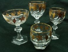 A suite of 20th Century Drinking Glasses comprising eight large Stemmed Wines on hexagonal bases;