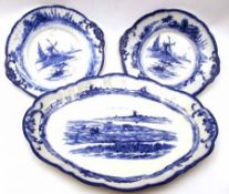 A Doulton Burslem “Norfolk” pattern Two-Handled Oval Meat Plate; together with two Doulton Burslem