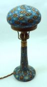 A small Table Lamp, the base and pedestal formed of a glass a millefiori type design, to brass
