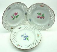 A set of ten late 19th/early 20th Century Meissen Side Plates, decorated with floral sprigs to