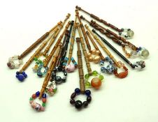 A small quantity of Treen Lace Bobbins, most with wire wrapped shanks and bead spangles