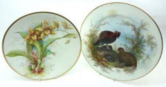 A 19th Century Minton Circular Plate, painted in colours with an ornithological pattern “Grouse”,