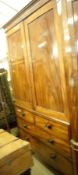 A 19th Century Mahogany Linen Press Cabinet, the panelled two door top section now converted to a