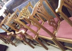 A set of ten Mahogany Chippendale style Dining Chairs, all with pierced vase shaped splat backs,