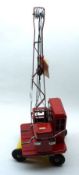 Tri-ang Toys Model Crane Jones KL44, in red and yellow livery, height 18”