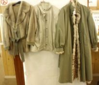 A Vintage Ladies grey Mink Fur Jacket, with grey Leather panels to back and sleeves, a Ladies