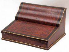 A good quality 19th Century Burr Walnut veneered wedge-shaped Writing Slope, the lift up front