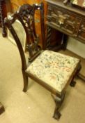 A Single Mahogany Dining Chair in the Chippendale style, with pierced splat back, raised on front