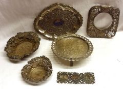 A Mixed Lot comprising: Two late Victorian pierced and embossed Bon Bon Dishes, Birmingham 1900 (A/