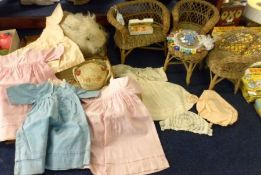 A Mixed Lot comprising: a Dolls Four-Piece Cane Suite; together with a small quantity of Dolls