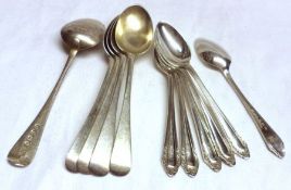 A Mixed Lot comprising: Six George V Coffee Spoons with embossed pointed ends, five various Georgian