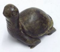 An Oriental Soapstone Model of a tortoise, 5” long