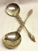 A pair of Victorian Apostle Serving Spoons with egg shaped bowls, cast stems, 6 ½” long, Sheffield
