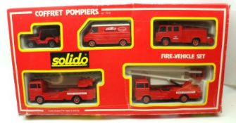 A Boxed Solido Coffret Pompiers Set of five Fire Vehicles, No 7010, housed within original box