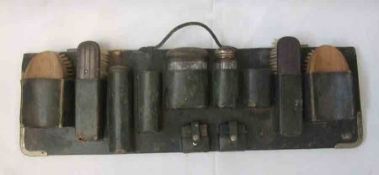 Great War period Officers Cleaning etc Kit, comprising two pairs of brushes, three silver topped