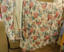 Two pairs of Chintz style Curtains with pencil pleat headings, one pair measuring 70” wide each