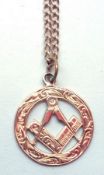 An early 20th Century hallmarked 9ct Rose Gold Masonic Openwork Pendant depicting compass and