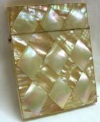A late 19th Century Mother-of-Pearl Card Case, of rectangular shape, the hinged cover with sprung
