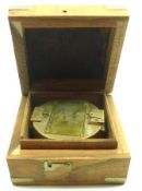 A reproduction Indian Manufacture Compass in a Brass mounted Display Case