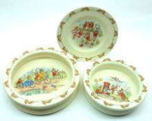 A Group of Royal Doulton Bunnykins Wares to include a 7 ½” Babies Bowl and a 6” Babies Bowl and a