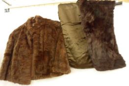 A Vintage Squirrel Fur Cape; together with a Dark Brown Long Squirrel Fur Stole (2)