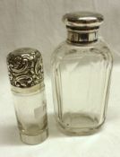 A Mixed Lot comprising: A late 19th Century/early 20th Century facetted clear glass Scent Bottle