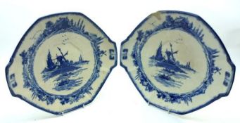 A pair of Royal Doulton “Norfolk” Octagonal double-handled Sandwich Plates, typically decorated in