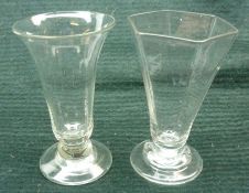 Two 19th Century European Glasses of circular and hexagonal form, each with spreading circular