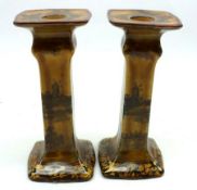 A pair of Doulton Burslem “Norfolk” pattern Candlesticks, Reg No 251612, 6 ½” high