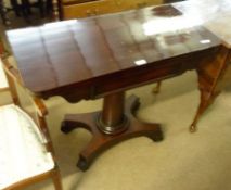 A 19th Century Highly Polished Mahogany Pedestal Card Table, the folding top with green baize-