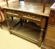 An 18th Century and later Rectangular Oak Side Table with single drawer, raised on turned legs and