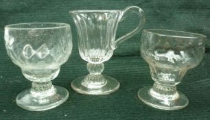 A 19th Century Glass Custard Cup of fluted tapering circular form; together with two further Jelly