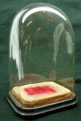 A Clear Glass Dome on shaped square socle base, 7 ½” high