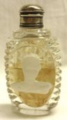 An interesting 19th Century Baccarat, heavily cut clear glass Scent Bottle with a Sulphide