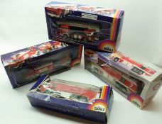 Four Siku Fire Engine Models: Fire Brigade Truck with Trailer No 2913, Airport Fire Engine 3513,