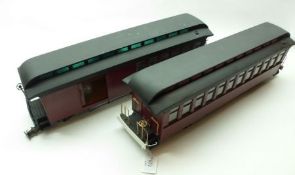 Two narrow gauge Garden Railway Coaches, hard plastic construction with removable black roof