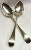 A pair of George III Tablespoons, Old English pattern, bearing monograms to the handle, London 1796,
