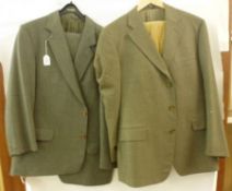 Two Gentleman’s Suits comprising of a Dunhill Olive Green Wool Tweed style Jacket together with