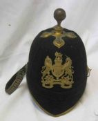Victorian Royal Army Medical Corps Blue Cloth Ball Topped Helmet, gilt mounts, badge and velvet-