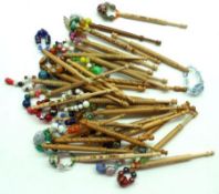 Thirty assorted modern Treen Lace Bobbins, most inscribed with motto or place names and finished