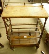 A Victorian Walnut Combination Side Table and Canterbury, the top with part gallery (section