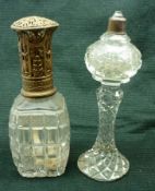 A 20th Century Cut Clear Glass Pedestal Perfume Atomiser (lacks fittings); together with a similar