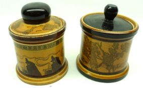 Two Royal Doulton Series Ware Tobacco Jars, decorated with scenes of witches around cauldron and a