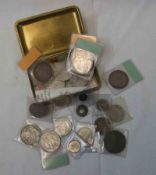 Great War Princess Mary Christmas Tin and small Tobacco Tin containing assorted mainly UK Coins