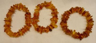 A Large Amber elongated oval nugget-shaped Bead Bracelet, approximately 45 gm